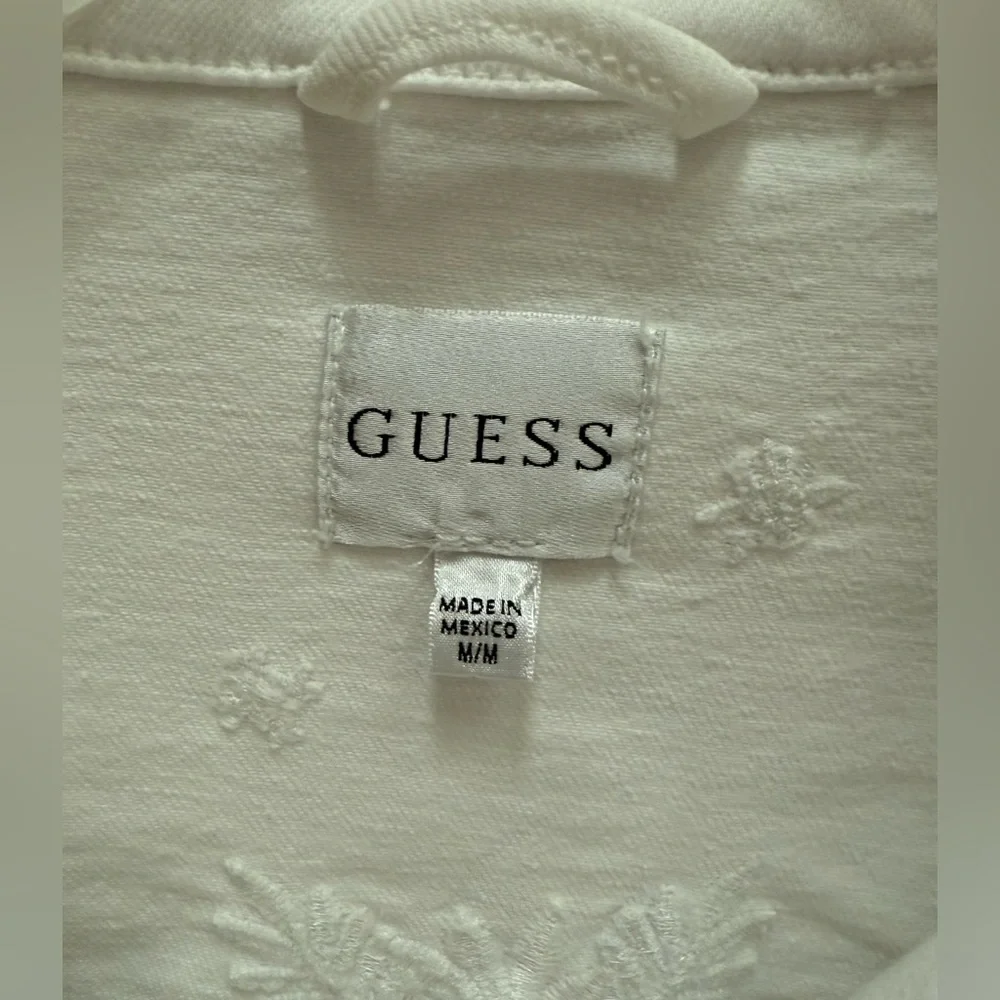 Guess Women's White  peplum Jean Jacket - Picture 7 of 13